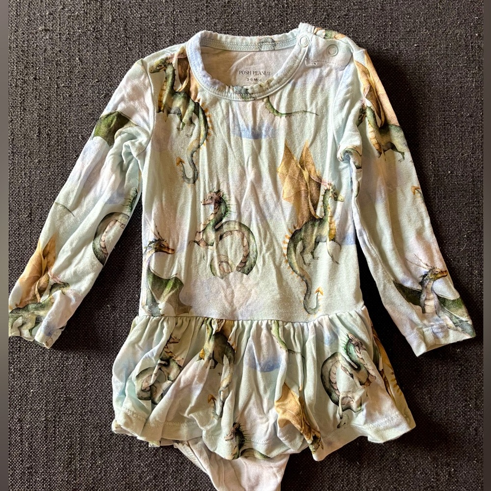 Posh Peanut Dragon one piece dress size 3-6 months